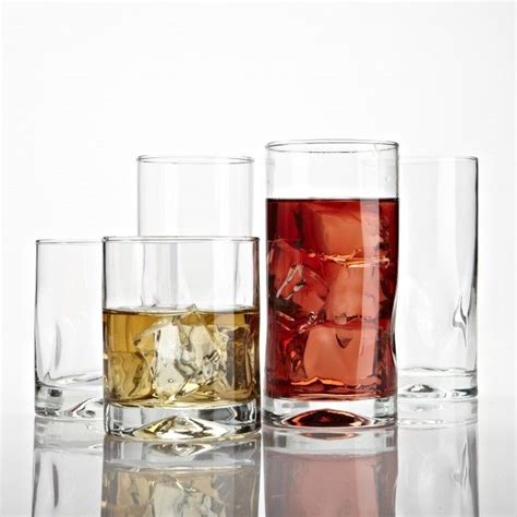 Libbey Tumbler And Rocks Impressions Combo Set Of 16 Clear Drinking Glass Sets Drinking