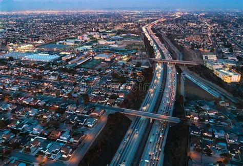 Aerial View Of A Massive Highway In Los Angeles Stock Image Image Of