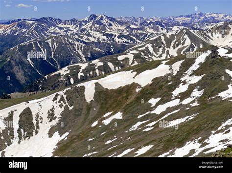 Snow Capped Peaks In The Rocky Mountains Usa Stock Photo Alamy