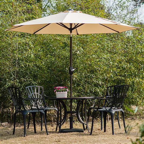 Amelia 9 Ft Patio Table Umbrella With Tilt And Crank Beige Walmart