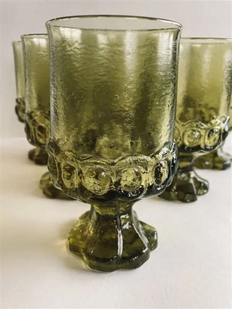 Vintage Tiffin Franciscan Madeira Olive Green Glass Water Goblets Set Of 6 4500 Picclick
