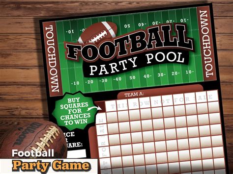 Football Squares Fundraiser Or Party Game Printable Betting Pool