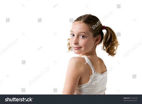 Cute Girl Looking Over Her Shoulder Stock Photo 71433160 Shutterstock