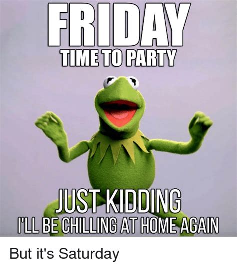 Friday Time To Party Just Kidding Ill Be Chilling At Home Again