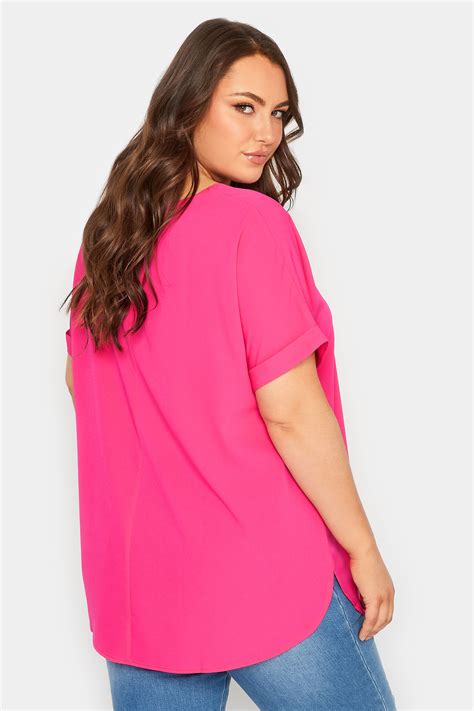 yours plus size hot pink short sleeve boxy top yours clothing