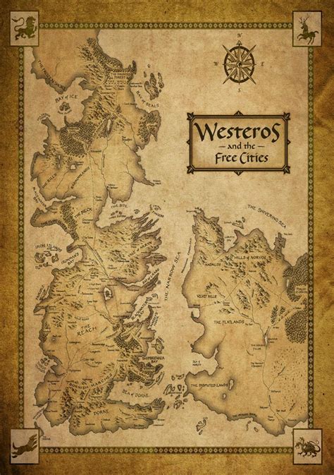 Art Posters Art Game Of Thrones Map Of Westeros And The Free Cities