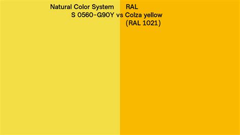 Natural Color System S 0560 G90y Vs Ral Colza Yellow Ral 1021 Side By