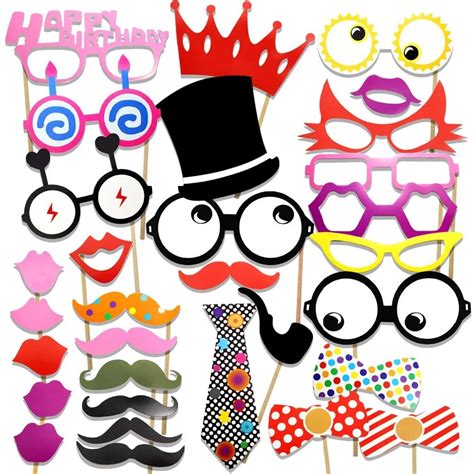 31 Pieces Happy Birthday Photo Booth Props Kids Boy Girl Photobooth