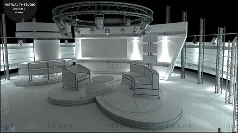 Virtual Tv Studio Chat Set 3d Model