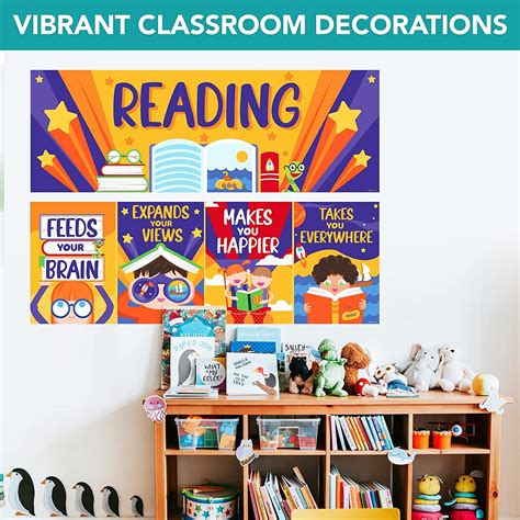 Buy Decorably 40x14 Reading Posters For Classroom Elementary Library