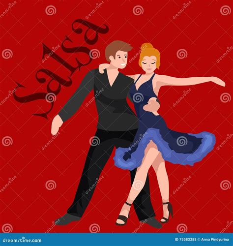 Happy Salsa Dancers Couple Isolated On White Icon Pictogram Man And