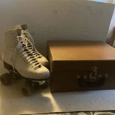 vintage riedell red wing sure grip century roller skates white size 4 with case 165 00 picclick
