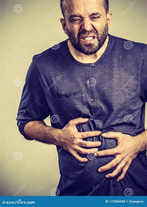 Man Feeling Stomach Ache Pain Stock Photo Image Of Stomach Problem