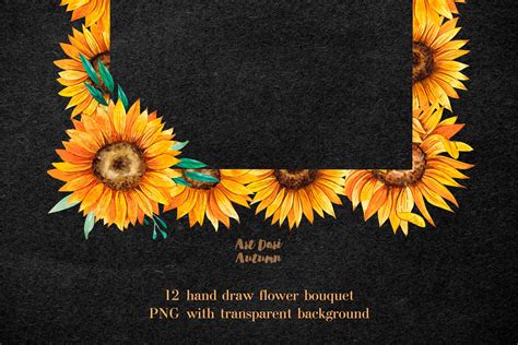 Sunflowers Frames Png Clipart Watercolor Yellow Flowers Etsy Singapore