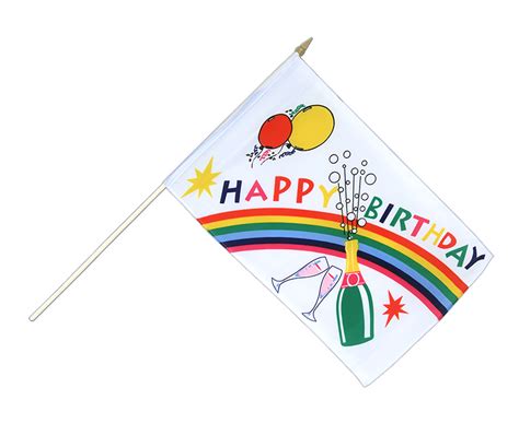 Hand Waving Flag Happy Birthday 12x18 Royal Flags