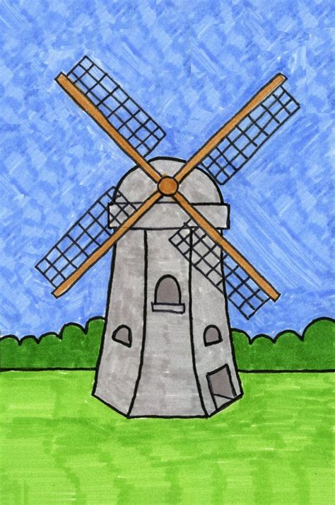How To Draw A Windmill Step By Step Easy At Drawing Tutorials