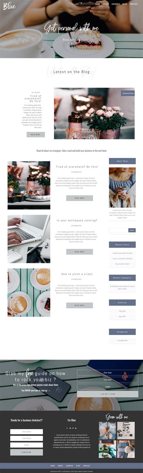 Blue Divi Child Theme For Business Pretty Web Design Custom Website