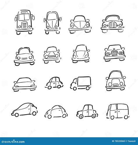 Cars Trucks And Vans Cartoon Vector Illustration