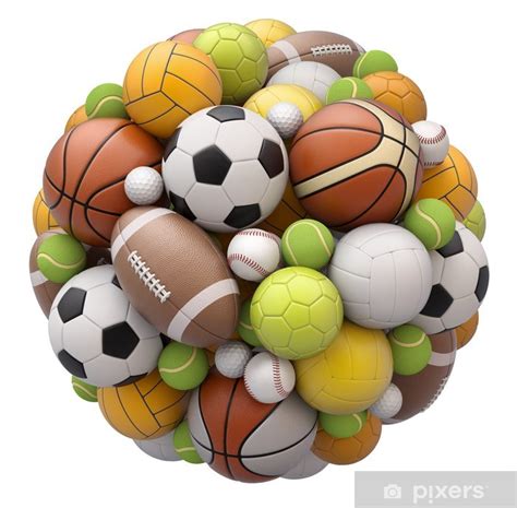 Fotobehang Sport Ballen Op Een Witte Achtergrond Pixersnl
