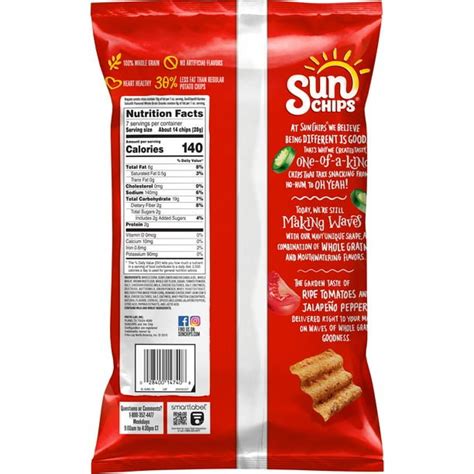 Sunchips Garden Salsa Flavored Whole Grain Snacks 7 Oz Bag The