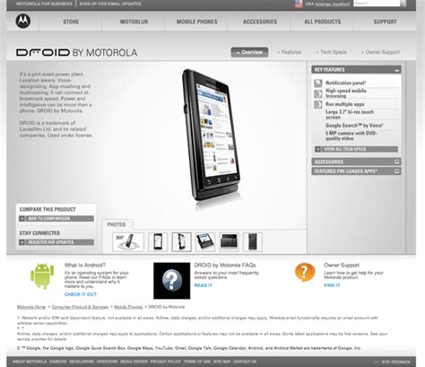 For website or product support, please visit the help section. Motorola Droid Pops Up On Motorola's Website, Comes With ...