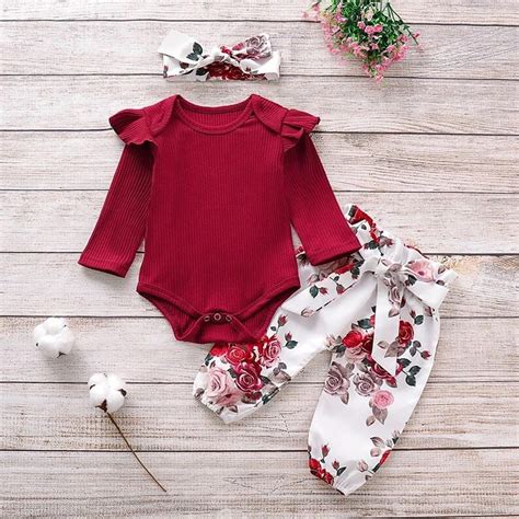 Baby Girl Outfit Baby Girl Clothing 3pc Set Long Sleeve Etsy