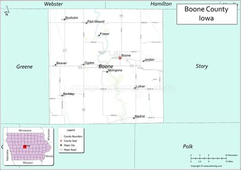 Map Of Boone County Iowa Showing Cities Highways And Important Places