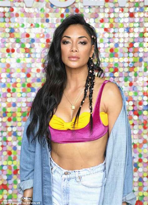Nicole Scherzinger Shows Off Her Ample Assets In Colourful Bralet And Denim Shorts At Coachella Afte