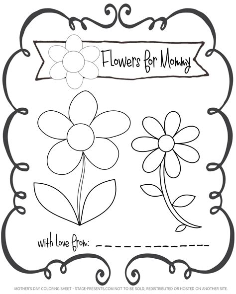 Flowers For Mommy Free Printable Coloring Sheet Stage Presents