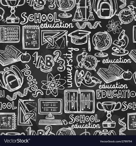 School Education Chalkboard Seamless Pattern Vector Image