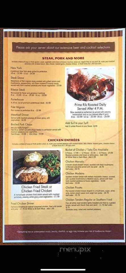 Online Menu Of Farnesis Steakhouse Chowchilla Ca