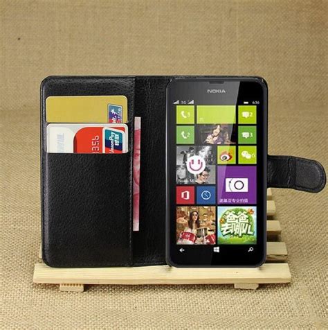 For Nokia Lumia 630 Case Cover New 2014 Lychee Leather Wallet Stand