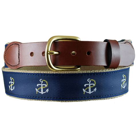 Leather Man Mens Anchor Leather Tab Belt West Marine