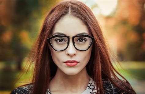 Wallpaper Face Model Depth Of Field Long Hair Women With Glasses