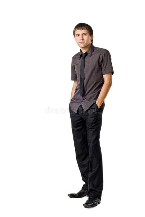 Young Man Stands With His Hands In His Pockets Stock Image Image Of