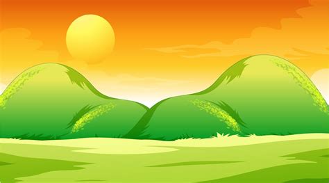 Blank Meadow Landscape Scene At Sunset Time 2722989 Vector Art At Vecteezy