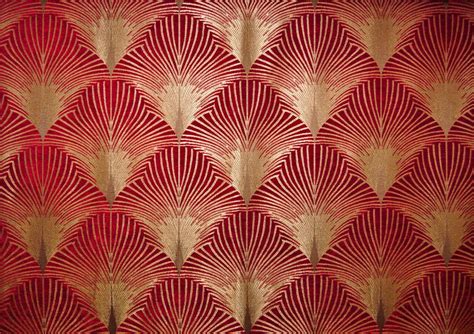 Art Deco Art Nouveau Red And Gold Chenille Curtain And Upholstery
