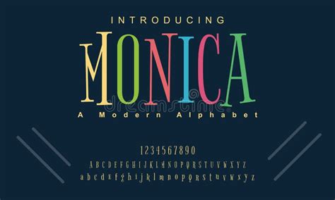 Monica Font Elegant Alphabet Letters Font And Number Stock Vector