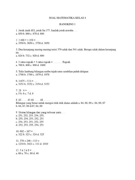 Soal Rangking 1 Tingkat Sd Guru Sekolah