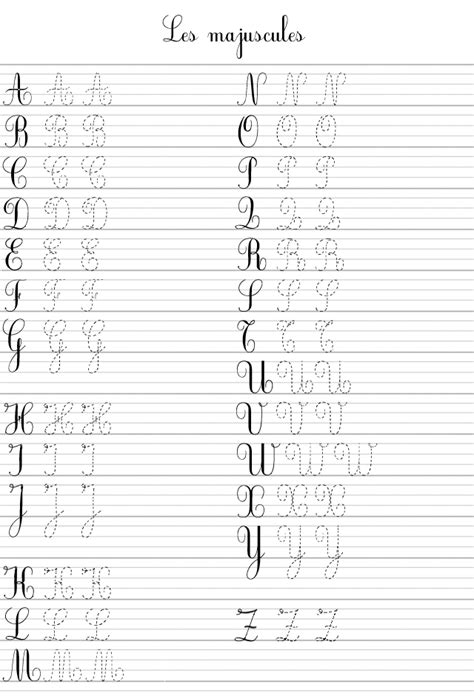 Lettres Majuscules à Imprimer De A à Z Écrire En Cursive Majuscule