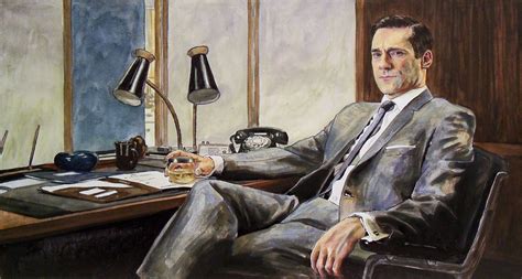 Don Draper From Mad Men In Ink And Paint On Canvas Painting Male