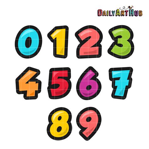 Colorful Numbers Clip Art Set Daily Art Hub Spotty Numbers 0 9 Free