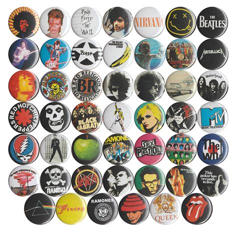 Huge Wholesale Lot Of 48 Music And Band 1 Inch Pinsbuttonsbadges Pin Button Badges Buttons