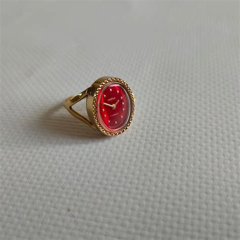 Womens Watches Ring Watch Red Watch Red Ring Finger Ring Etsy
