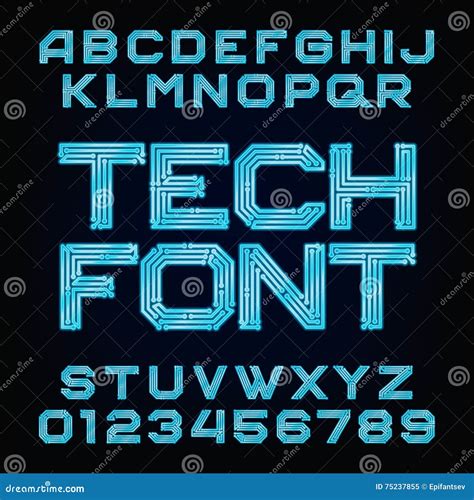 Tech Font Vector Alphabet Stock Vector Illustration Of Alphabet