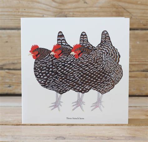 Three French Hens Six Card Pack By Bird Hens Twelve Days Of