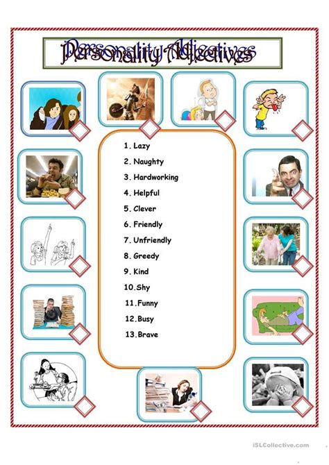 Personality Adjectives English Esl Worksheets Adjective Worksheet