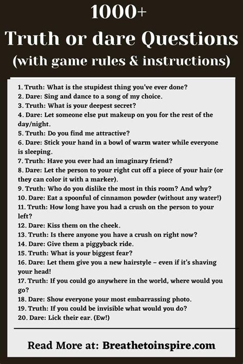 1000 Truth Or Dare Questions Game For Your Next Party Good Clean And