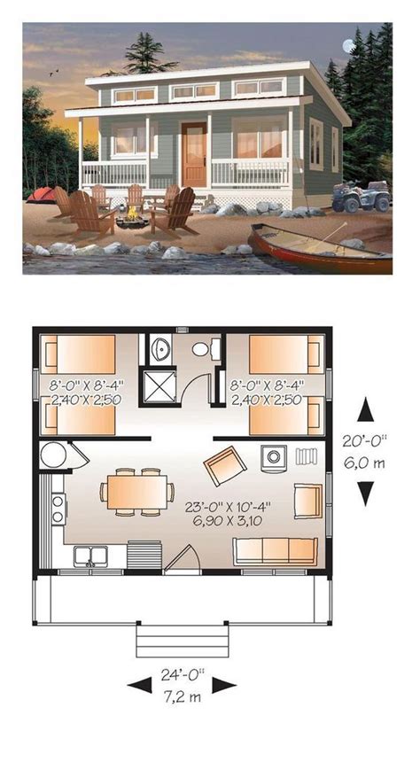 Tiny Floor Plan Under 500 Sq Ft Has 2 Bedrooms And 1 Bathroom Micro