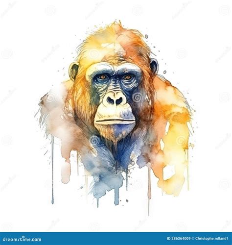 Splash Watercolor Monkey Illustration Generative Ai Ai Generated